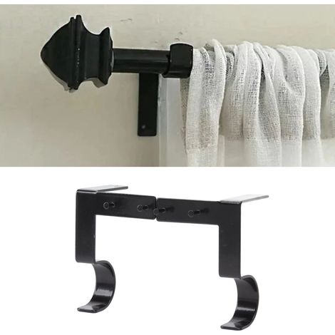 Crochet de suspension pour rideau - Double - Support en acier noir 20kg - Installation facile (1/5)