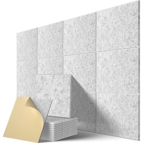 12-Piece Sound-Absorbing Panel - Self-Adhesive Wall Panel - Sound Insulation - Noise Reduction - Stylish Design - 30x30 cm - Polyester Fiber - Easy Installation - Suitable for Offices, Studios, and Ho