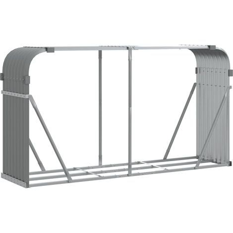 Portalegna chiaro 180 x 45 x 100 cm acciaio zincato grigio 020043811