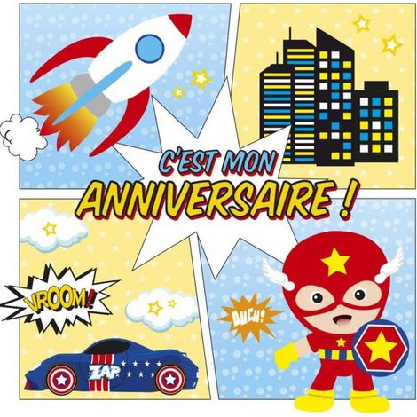 Cartons d'invitation et enveloppes - Anniversaire enfant - Super héros - Clairefontaine (1/3)
