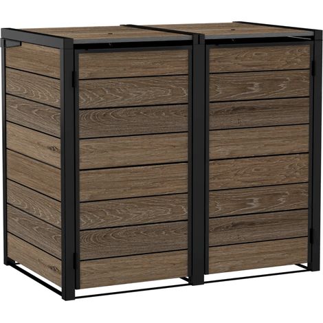 Keter Signature Hide Away Mülltonnenbox, 2×240L, DecoCoat Holzoptik, wetterfest