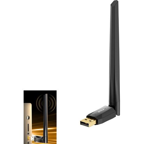 Dongle Bluetooth 5.4, Clé USB Bluetooth PC Longue Portée 150 Mètres, Plug & Play pour Windows 11/10/8.1, 7 appareils connectables simultanément, Antenne Rotative pour Meilleure Réception de Signal (1/5)