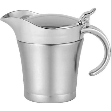 Saucière en acier inoxydable premium, double paroi isolante, élégant pot à sauce argenté, pichet à jus, idéal pour dîners festifs - 450ml (1/5)