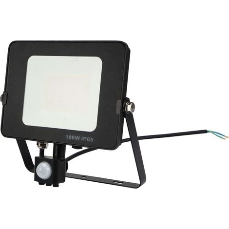 Projecteur LED 100W Noir avec détecteur de mouvement Blanc chaud 3000K Étanche IP65 Forte luminosité avec Osram Puce 11000 Lumens - Digilamp (1/3)