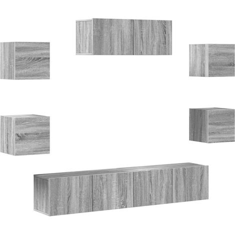 Maison Exclusive - 7-tlg. TV-Schrank-Set Grau Sonoma Holzwerkstof