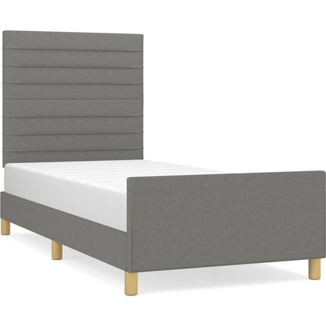 Maison Exclusive - Cadre de lit sans matelas gris foncé 90x190 cm tissu (1/5)