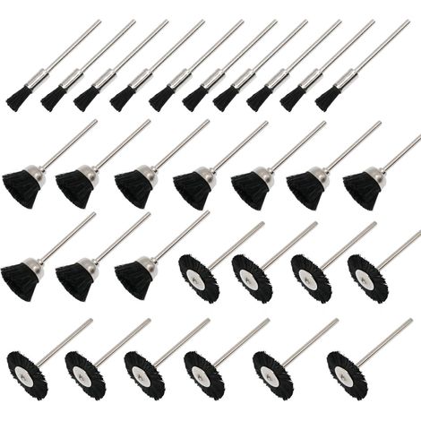 Lot de 30 brosses de polissage en poils métalliques doux en nylon avec tige de 2,35 mm pour perceuse rotative (1/5)