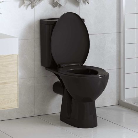 Abattant de toilette avec mécanisme de fermeture amortie et démontage rapide, noir