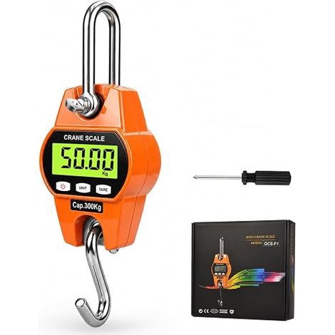 Crane Scale 300kg Digital Hanging Scale with LCD Display and Stainless Steel Hook, Heavy Duty Wild Scale for Hunting, Farming, Postal Shipping (1/5)