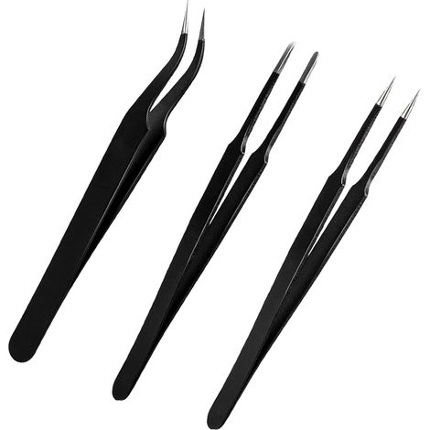 3 Pinzas de precisión, pinzas curvas antiestáticas, pinzas de soldadura de precisión, pinzas de precisión de acero inoxidable antiestáticas ESD para todo tipo de reparaciones. (1/5)