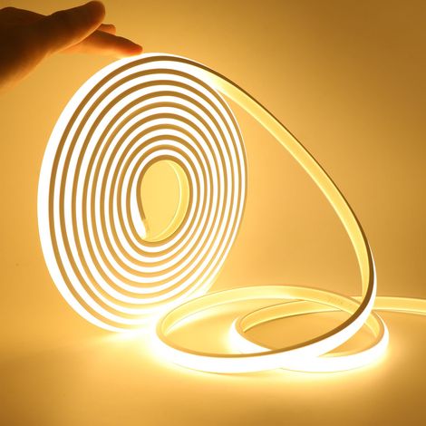 Ruban LED Néon, COB LED Bande Lumineuse, 220V Flexible Néon LED Bande, Flexible 288 LED/M IP65 Néons Bande pour Intérieur Extérieur Décoration DIY Blanc chaud 2M (1/5)