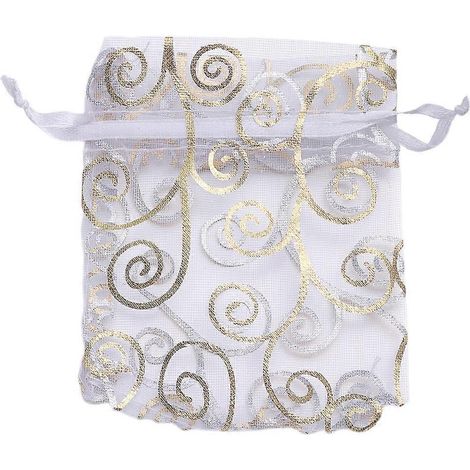 100 sachets cadeaux transparents, pochettes à bijoux, sacs à cordon en organza, sachets à bonbons (1/5)