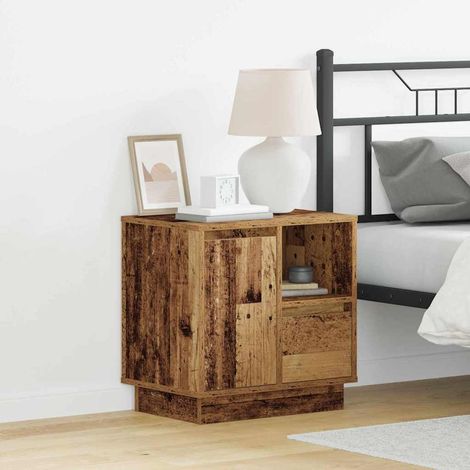 Nachttisch mit LED Altholz 50 x 34,5 x 50 cm Holzwerkstoff