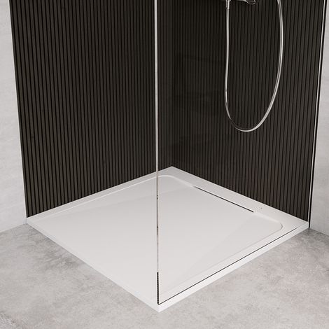 Receveur de douche en pierre naturelle extra plat à poser 90x90cm - blanc - ORIGINE (1/3)