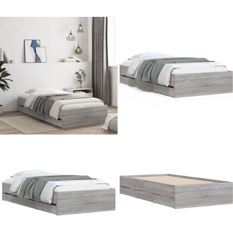 Bettgestell mit Schubladen Grau Sonoma 90x190 cm Holzwerkstoff - Bettesrahmen - Holzbettrahmen - Doppelbett - Boxspringbett - Schrankbett - Home & Living (1/5)