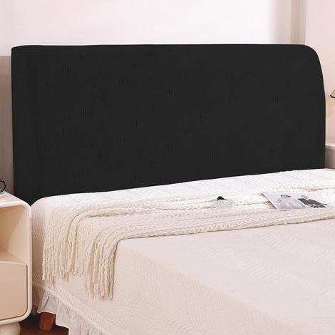 Housse de tête de lit élastique, résistante aux taches, amovible (150 cm, noire) (1/5)