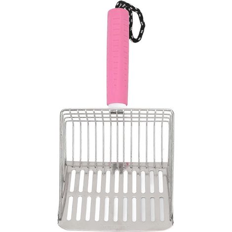 Katzentoilette aus Edelstahl mit abnehmbarem Griff, ergonomischer Schaufel, leicht zu reinigen, hygienisches Katzenstreu-Zubehör, robust und langlebig (1/5)