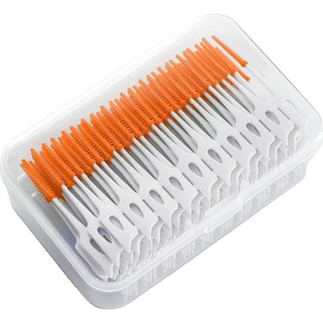 Cepillos interdentales, 200 unidades, herramienta de limpieza suave, C623-naranja, 200 unidades (1/2)