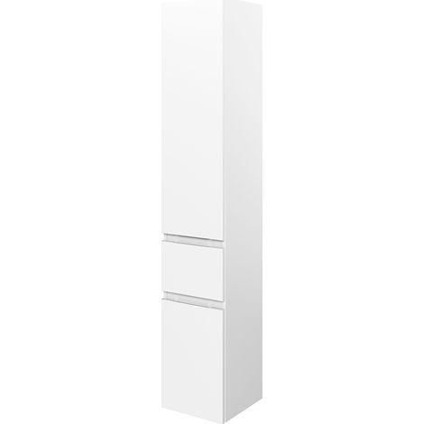 Bad Hochschrank, grifflos, in weiß Glanz mit Schneeweiß Glanz VILLATORO-66, B/H/T ca. 30/168/33 cm (1/3)