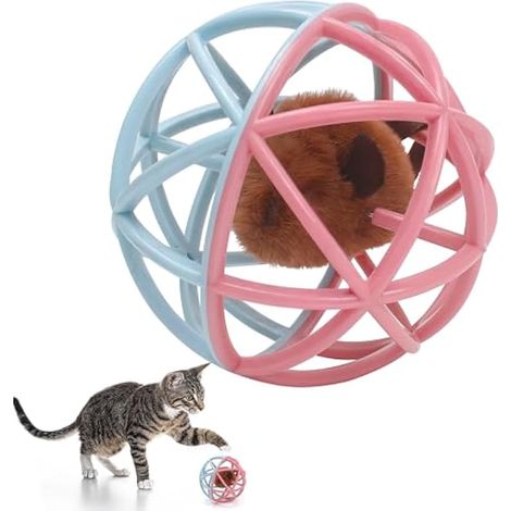 Balle couinante pour chat avec son simulé, cage à balle de souris, balles squeky pour les chats à jouer à l'intérieur, jouets interactifs en plastique amusant, idéal pour jouer à la mastication (1/5)