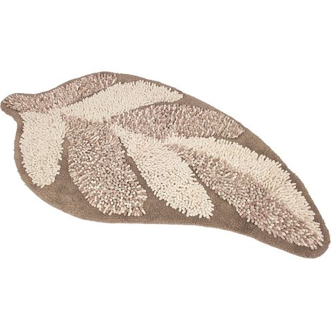 Tappeto A Foglia Casa Bagno Cotone Spugna Morbida Antiscivolo Leaf Tortora (1/4)