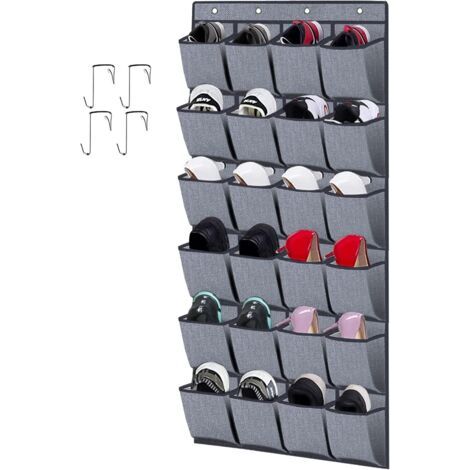 Range-chaussures à suspendre sur la porte 24 poches – Dimensions 56 x 156 cm – Matériau non-tissé – Crochets inclus pour installation facile