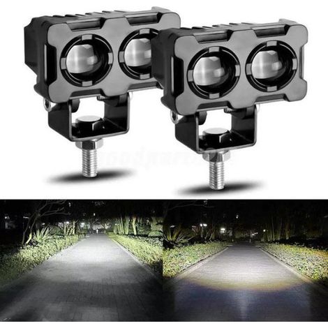 Phare LED - Antibrouillard Moto - 12 V-24 V - 20 W - 2500 Lm - Blanc - Lot de 2 (1/5)