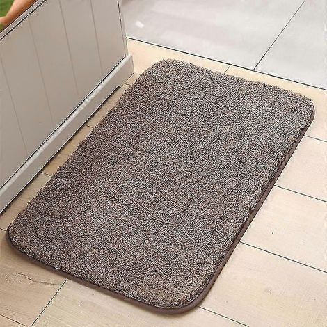 Tapis de sol moelleux et absorbant antidérapant 80 x 120 cm marron châtaigne (1/2)
