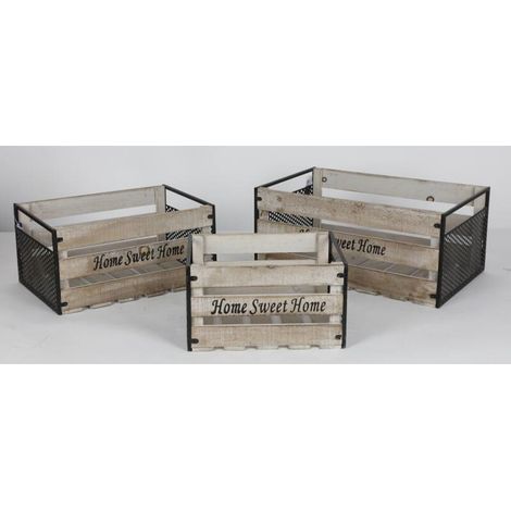 Holzboxen Set Home 3er Korb Körbe Aufbewahrung Dekoration Lagerungskiste Wohnen (1/3)