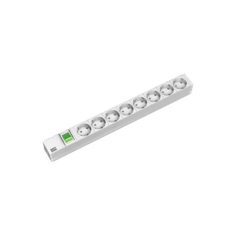 BACHMANN 333.400 Steckdosenleiste 19' 1HE 8xSchuko 1xSchalter grün 438,5mm schwarz Winkelstecker-'1001353' (1/2)