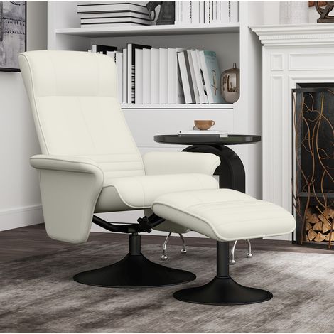 MEUBLIV sillón relax giratorio 69x71x104 cm blanco crema con reposapiés, giro 360° (1/5)