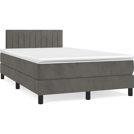 vidaXL Sommier à lattes de lit avec matelas LED gris foncé 120x190 cm (1/5)