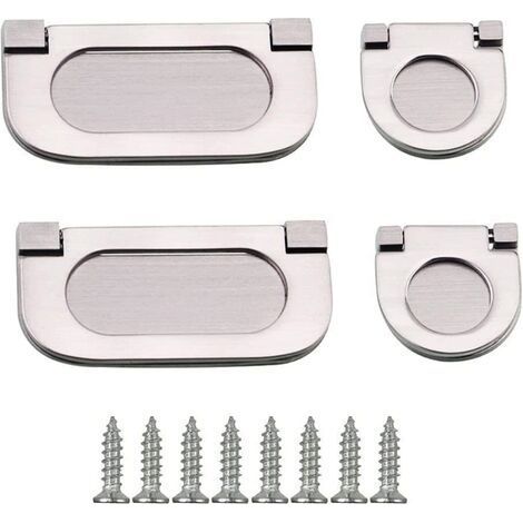 Juego de 4 tiradores invisibles para cajones de 35/75 mm con tornillos para armarios, cómodas y gabinetes, color plata. (1/5)