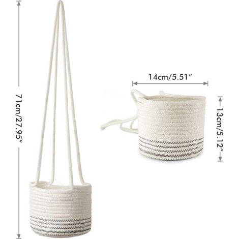 Panier suspendu en corde tressée pour plantes d'intérieur, support de pot de fleurs mural, rangement déco végétale
