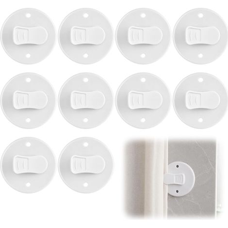 10 Pièces Clips de Rideau de Douche Autocollants, 5.5cm, Blanc (1/5)