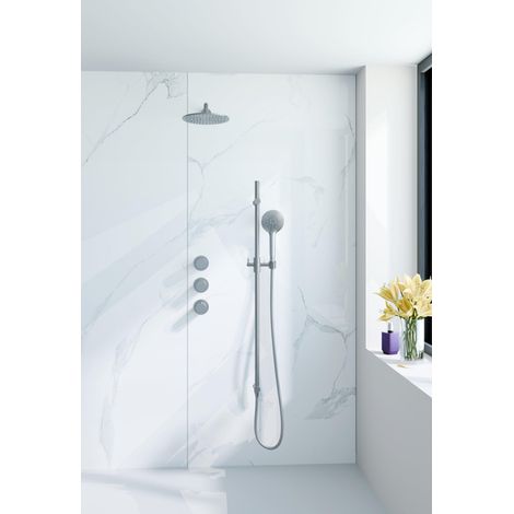 Fortifura Nebbio Ensemble de douche pluie - robinet encastré - élément encastré - barre coulissante - flexible de douche métal - douchette ronde - (1/5)
