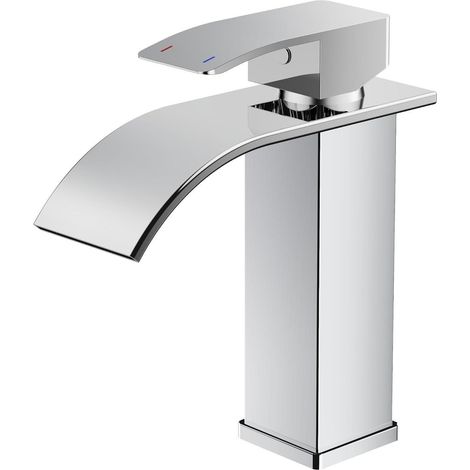 Waschtischarmatur Wasserfall Einhandmischer mit 110mm Auslaufhöhe, Chrom, Wassersparend (1/5)