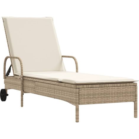 Maison Exclusive - Sonnenliege mit Rollen und Auflage Beige Poly