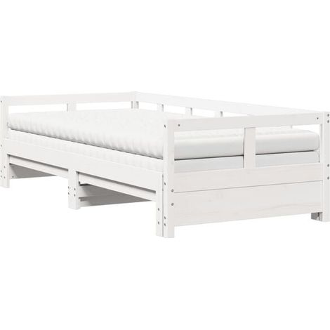 Lit de jour, lit gigogne, matelas 90x200 cm, bois de pin massif. (1/5)