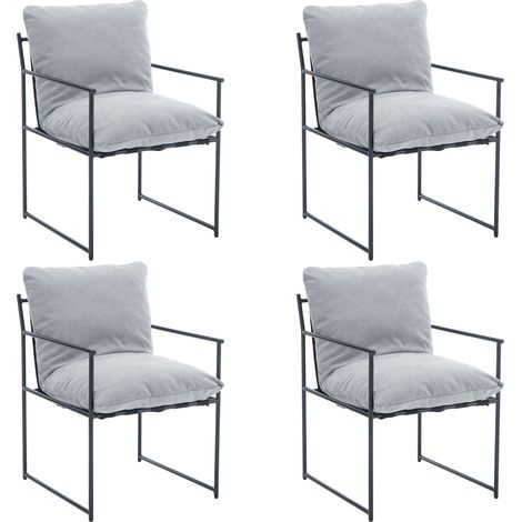 Wahson Sedie Set di 4, Stile Industriale Sedie da Cucina, Imbottite Sedie Sala da Pranzo per Soggiorno, Grigio (1/5)