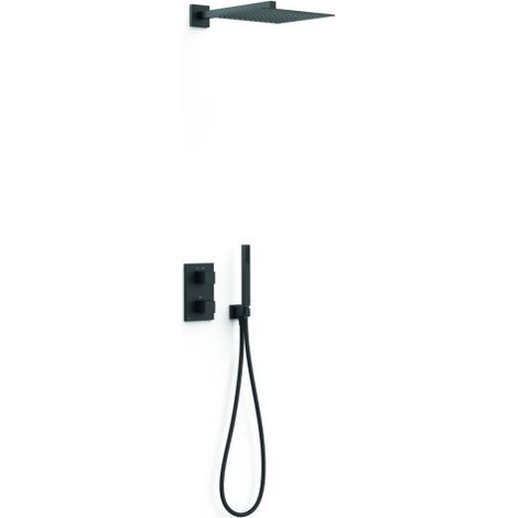 Kit robinet thermostatique encastré 2 voies pour douche Therm-box Noir mat - TRES 00635004NM