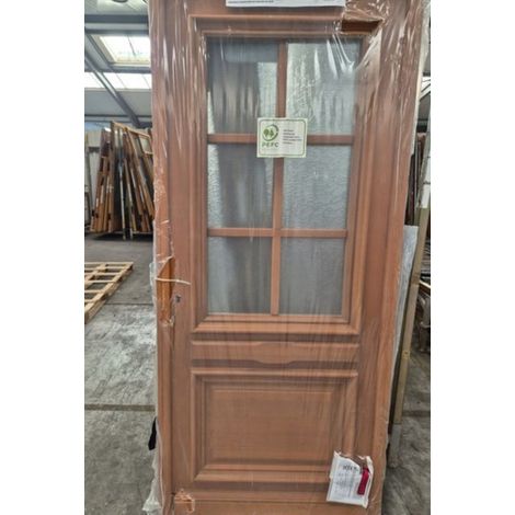 [jamais Utilise]porte D'entree Bois Vitree, Canaries 5, H,215xl,90 P, Droit Côtes Tableau Second Choix (n°502) Gd Menuiseries