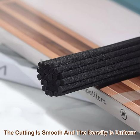 Bâtonnets diffuseurs noirs, 30 cm x 4 mm, en rotin naturel, pour huiles essentielles. Recharges extra longues et épaisses pour spa, chambre, maison et bureau. Diffusion rapide des huiles essentielles  (1/5)
