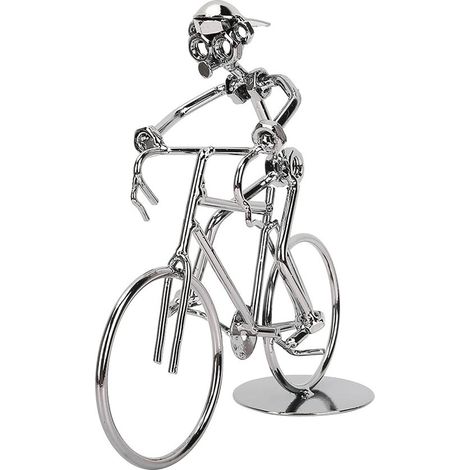 Modellino di bicicletta, figura di ciclista vintage, ornamento per bicicletta, collezione di modellini di biciclette in metallo, scultura artistica, statua per la decorazione della casa per appassiona (1/5)