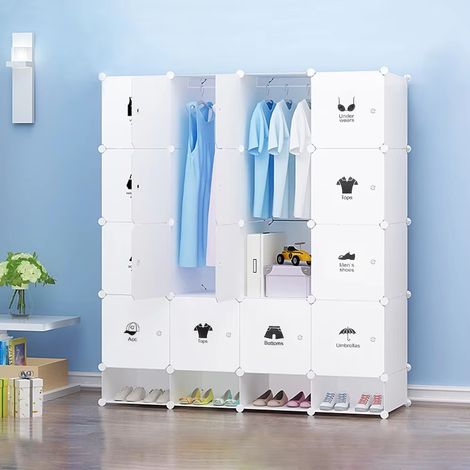 Penderie suspendue portable — Armoire de rangement modulable et empilable avec portes — Design compact et solution de rangement pour vêtements (1/5)