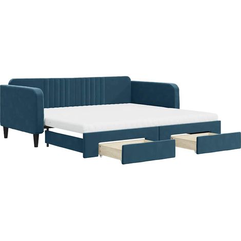 Maison Exclusive - Divano Letto Estraibile con Cassetti Blu 100x200 cm in Velluto