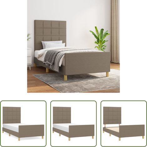 Tête de lit réglable -  Cadre de lit sans matelas taupe 90x190 cm tissu (1/5)