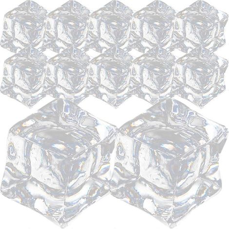 60 Stück durchsichtige künstliche Eiswürfel, dekorative Eiswürfel, künstliche quadratische Kristall-Eiswürfel-2X2X2CM (1/4)