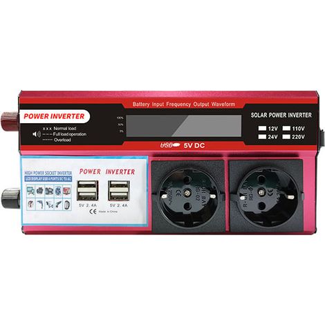2000W (max. power) power inverter for car, caravan, boat, 500W, 800W inverter, DC 12V, 24V to 120V, 220V (color: 900W, red, 2000W, size: 24V) (1/5)