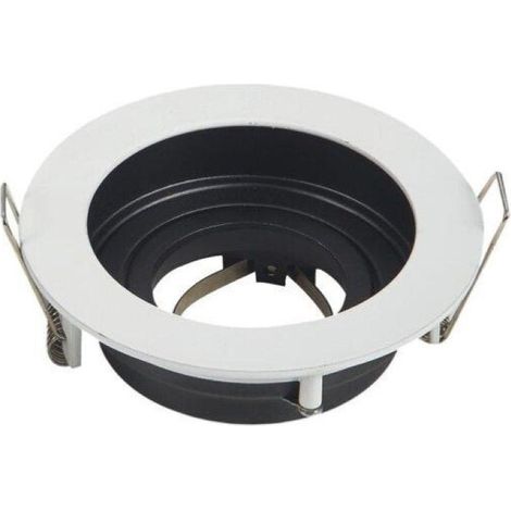 Support Spot Encastrable GU10 Orientable Rond Blanc/Noir - SILAM